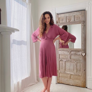 Lila Gown In Dusty Rose, for Labor & Postpartum