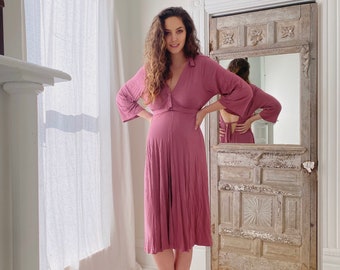 Lila Gown In Dusty Rose, for Labor & Postpartum