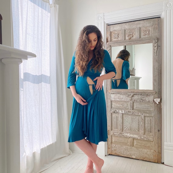 Lila Gown in Deep Teal, for Labor & Postpartum -  Canada