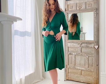 Lila Gown in Emerald, for Labor Postpartum