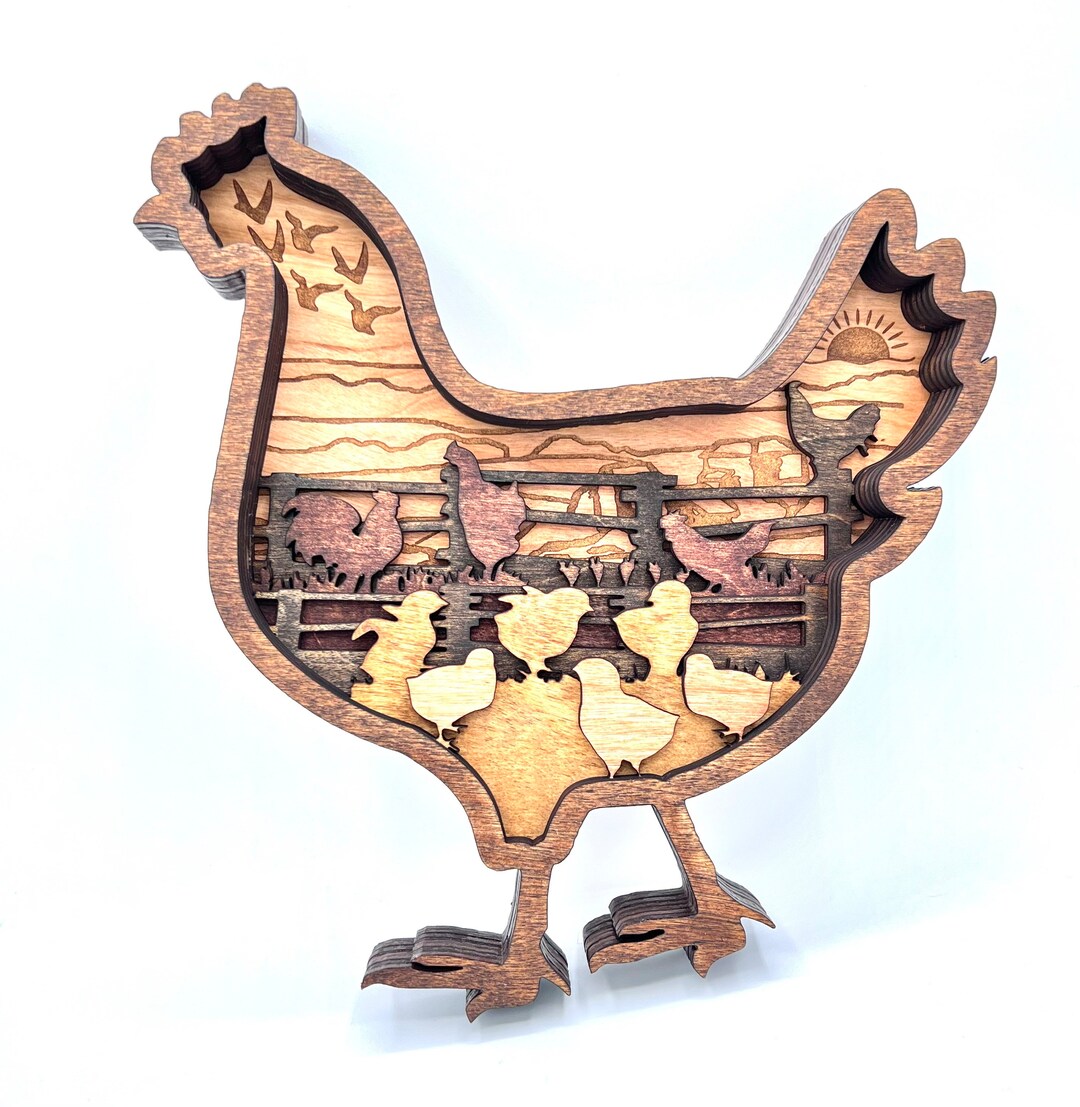 Chicken Multilayered Wood, Chicken Gifts for Her, Chicken Decor, Farm