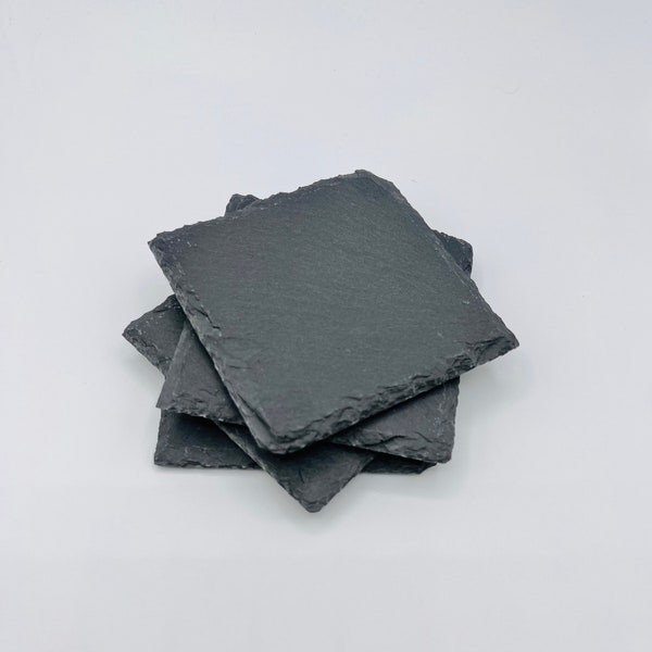 Blank Slate Coasters, Natural Black Slate Coasters