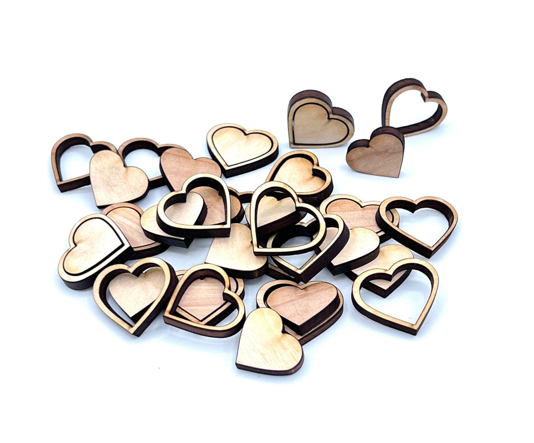 Heart Shaped Wood Cutouts, Wood Hearts, Rustic Wedding Decor, Small
