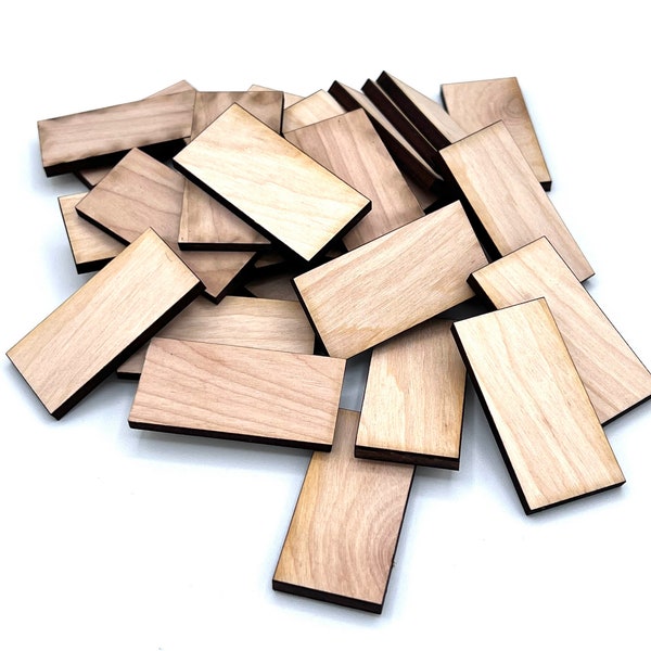 Unfinished Wood Dominos Set of 30 1"x2" inch, Domino Tiles, Wood Dominos, Rectangular Wood, DIY Supplies, Craft Supplies, Wood Cutouts