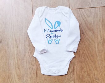 Custom My 1st Easter white baby grow bodysuit vest.