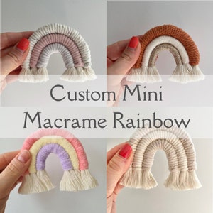 Custom Handmade Mini Macrame Rainbow, Boho Nursery Decor, Cake Topper, Wedding Favour