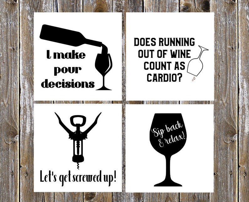 Download Wine Sayings 5 SVG Set of 4 Commercial Use | Etsy