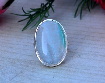 Botswana Agate Gemstone Ring, 925 Sterling Silver Ring, Aqua Blue Agate Ring, Large Natural  Stone Ring, Bezel Set Ring, Gift Ring Jewelry