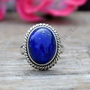 Lapis Lazuli Ring, 925 Sterling Silver Ring, Natural Lapis Lazuli Gemstone Ring, Unique Designer Lapis Ring, Birthday Gift Lapis Jewelry