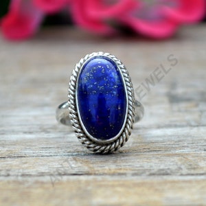 Lapis Lazuli Ring, 925 Sterling Silver Ring, Natural Lapis Lazuli Gemstone Ring, Unique Designer Lapis Ring, Birthday Gift Lapis Jewelry