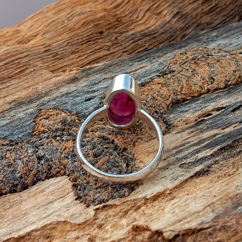 Birthstone Silver Ring Bezel Set Ring Beautiful Faceted Pink Sapphire Gemstone Ring Handmade Artisan Gift Ring 925 Sterling Silver Ring