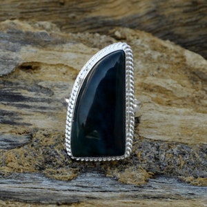 Genuine Bloodstone Ring, Free Shape Ring, Bloodstone Gemstone Ring, Designer Ring, 925 Sterling Silver Ring, Artisan Handmade Gift Ring