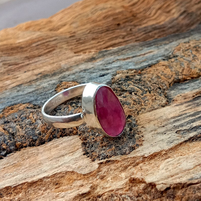 Birthstone Silver Ring Bezel Set Ring Beautiful Faceted Pink Sapphire Gemstone Ring Handmade Artisan Gift Ring 925 Sterling Silver Ring