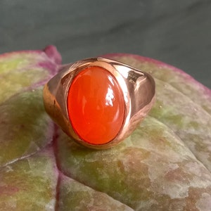 Oval Orange Carnelian Ring: Rose Gold 925 Sterling Silver