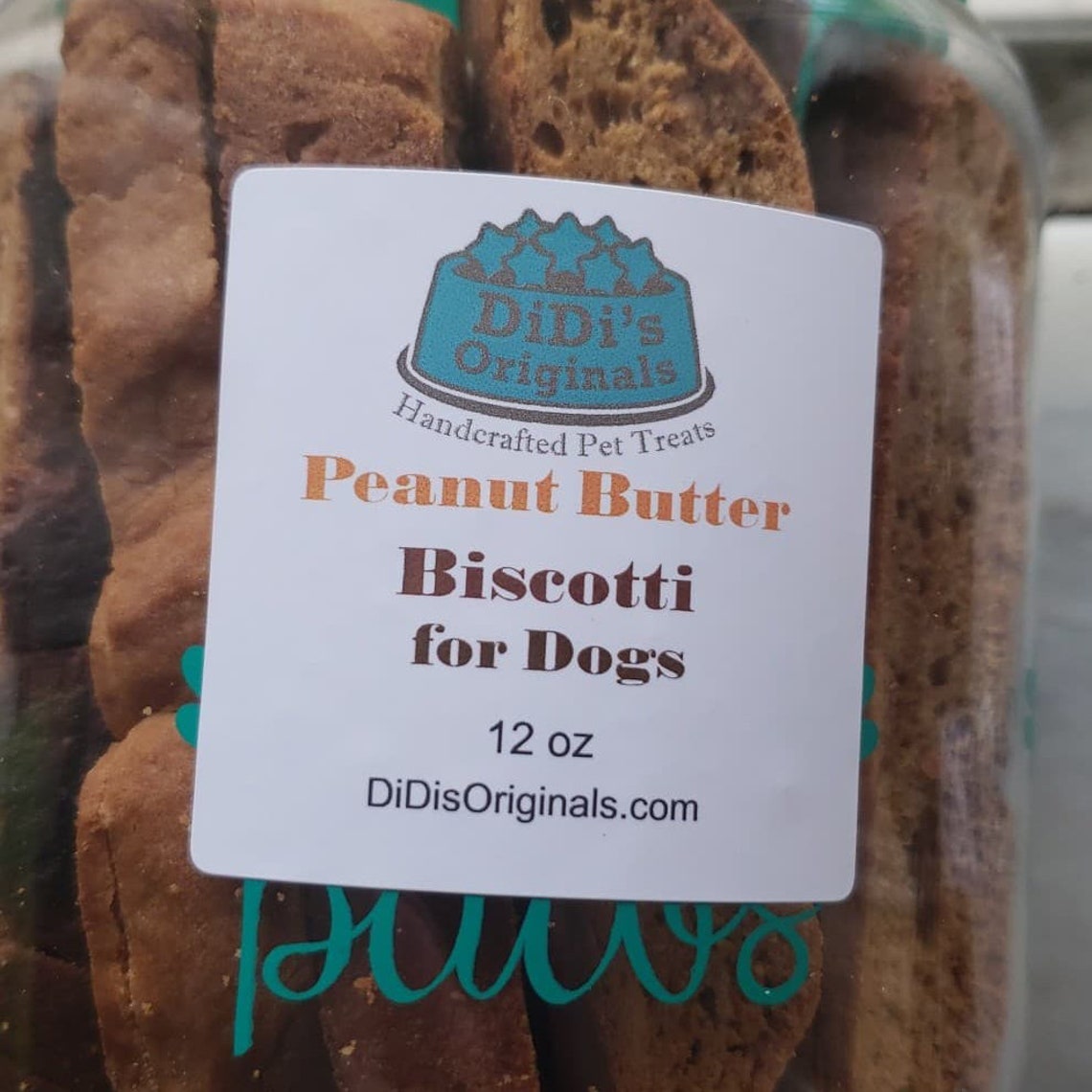 Didi's Dog Treats Peanut Butter Biscotti Jar 12 Oz Etsy