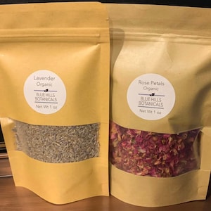 Bundle Organic Dried Flowers | Rose Petals and Lavender Flowers | 1 ounce package of each | Magic | Spa | Aromatherapy | Foot Soak or Bath