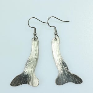 unique titanium earrings &quot;silver whale&quot;