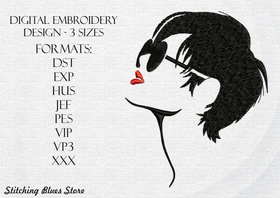 Girl With Haircut Machine Embroidery Design Downloadable 3 Sizes