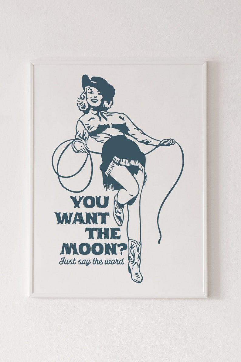 Pinup Rodeo Vintage Cowgirl Pinup Art Print, Western Room Decor (digital Download ...