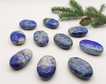 Lapis lazuli gemstone soapstones, cut and polished all around