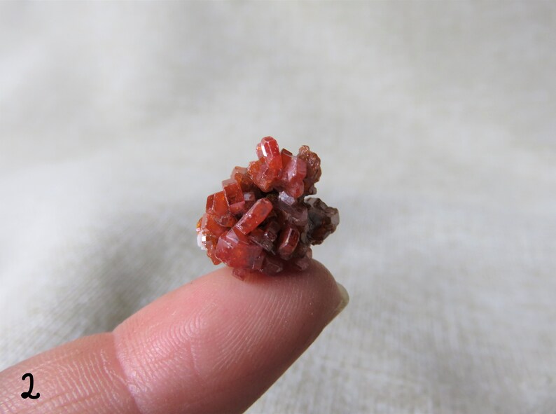 Vanadinite gemstone crystal display case pieces for mineral collectors