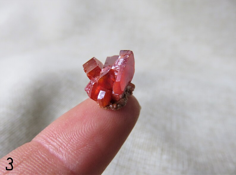 Vanadinite gemstone crystal display case pieces for mineral collectors