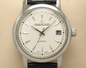 Orologio da uomo vintage con movimento svizzero automatico Jaeger-LeCoultre. / Orologio vintage automatico Jaeger-LeCoultre di colore bianco.