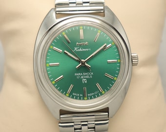 Vintage HMT Kohinoor Para Shock 17 Jewels Hand Winding Men's Watch | HMT Watch | HMT Teal Green Color Men's Watch.