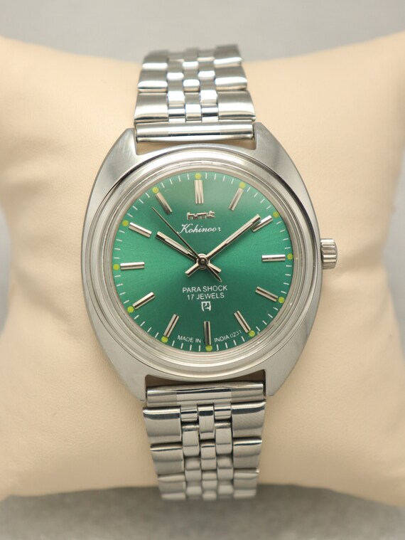 Buy Vintage HMT Kohinoor Para Shock 17 Jewels Hand Winding Men s Watch HMT Watch HMT Teal Green Color Men s Watch. Online in India Etsy