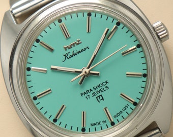 Vintage HMT Kohinoor Para Shock 17 Juwelen Handaufzug Herrenuhr | HMT-Uhr | HMT Aqua Blue Color Herrenuhr.