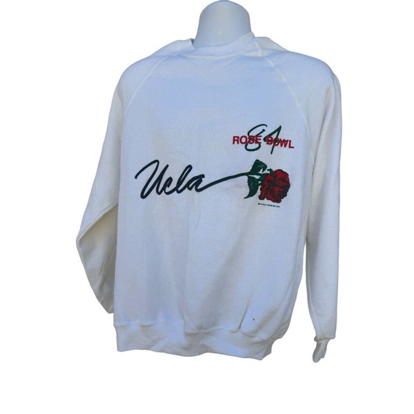 Vintage 80s UCLA Rose Bowl Crew Neck white Pullover Sweatshirt Shirt 1984 Large