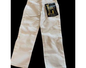 60s Lee Leens Jeans Tapered Leg Jeans Mod Kids sz 6 reg Zipper Tagged white  USA