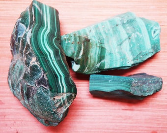 Malachite natural stones. Wholesale of 3 pcs. Total weight 7 lbs. plus. for crafts and jewelry making.