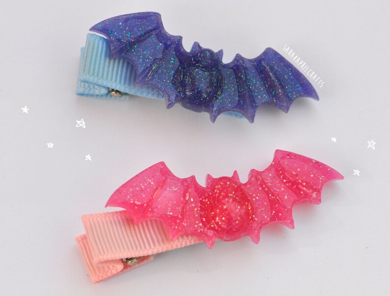Cute Bat Hair Clip Pink And Purple Hair Clip Cute Hair Clip Etsy