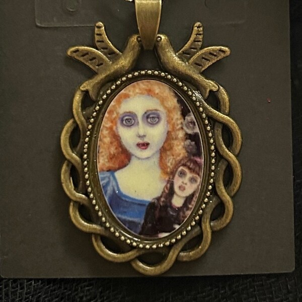 Glow in the dark spooky pendant from original painting Claudia Interview with a vampire Anne Rice