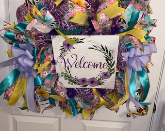 Wreathsbylynn Welcome Floral Frontdoor Wreath