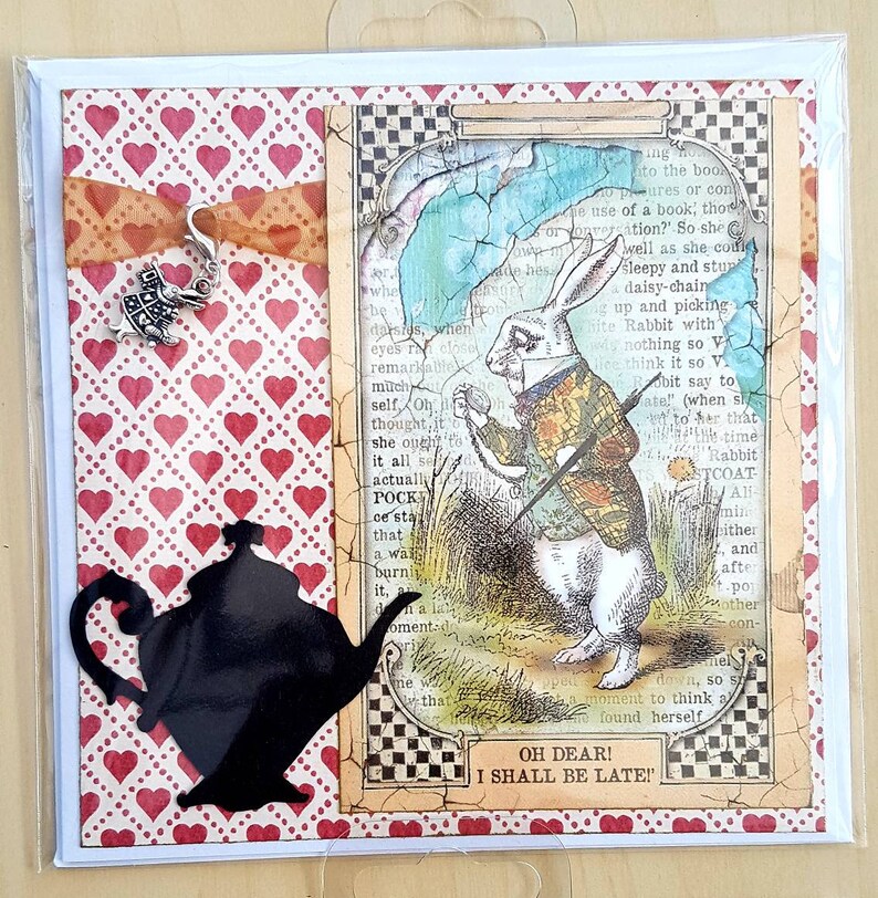 Satz von 4 Alice im Wunderland Karten mit Silber Stich Marker | Etsy