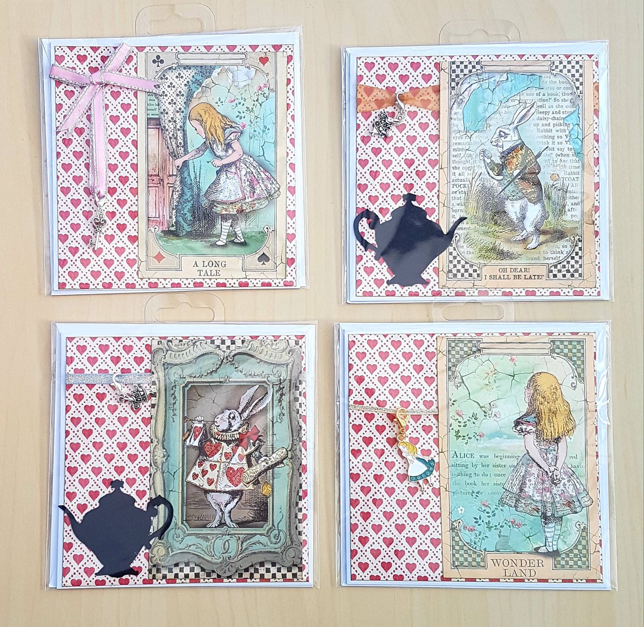 Alice Im Wunderland Haarnadeln Set - 3-teilig Mit Karten & Hutmacher