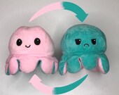 Octopus cuddly toy reversible ( Pink turquoise )