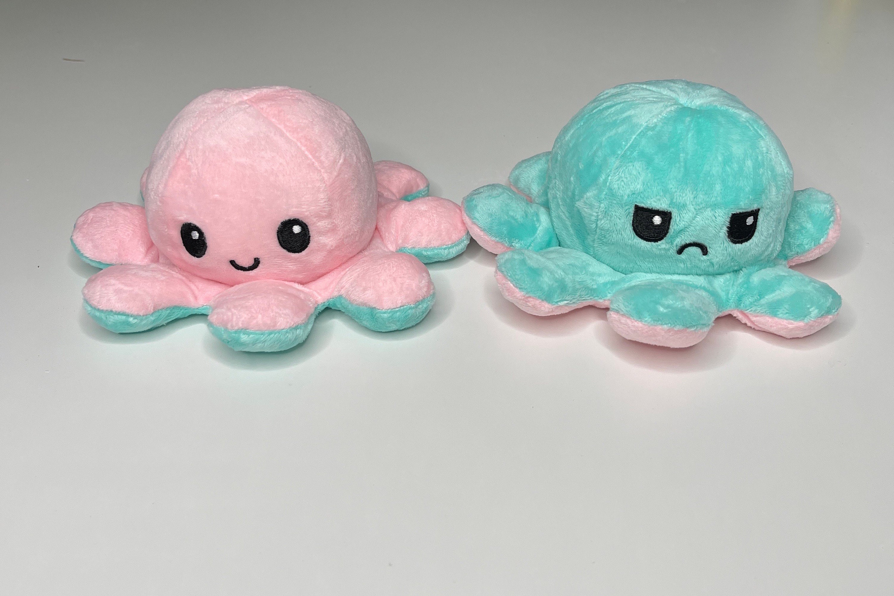 reversible octopus plush blue and green