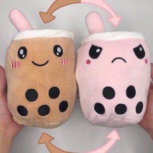 Bubble tea cuddly toy reversible