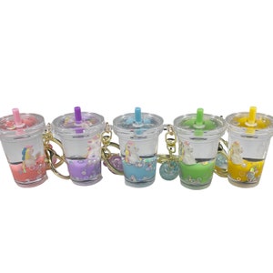 Unicorn bubble tea keychain