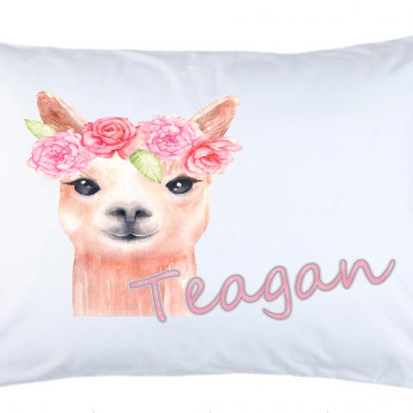 Personalized llama pillowcase girls personalized pillowcase monogram pillowcase custom name pillowcase llama pillowcase