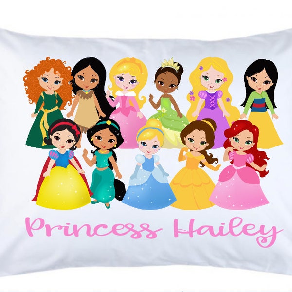 Princess pillowcase, little girls, custom pillowcase, personalized pillowcase, birthday gift, christmas gift, princess