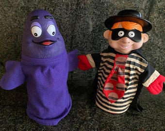 Set of 2 Vintage 1993 McDonald's Puppets - Grimace & Hamburglar | Child’s Toys | Collectible Toys | Rare Finds | 1990s | Best Friends