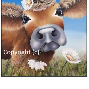 Daisy Cow - Paquete de patrones de pintura de Clare Holmes. Tamaño Reino Unido A4 y carta estadounidense incluidos.