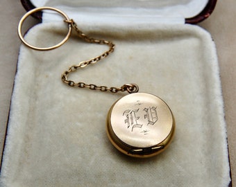 Art Deco Era Finger Ring Coin Holder, Gold Filled, Purse, Compact, Monogrammed "EV", Flapper, Antique, c. 1920's, 6.11g