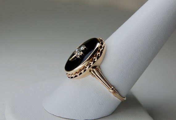 10k Clover Onyx Signet Ring, Luck, Seed Pearls, L… - image 9