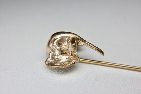 Edwardian Elephant Stick Pin, Rosy Gold Filled, H… - image 5