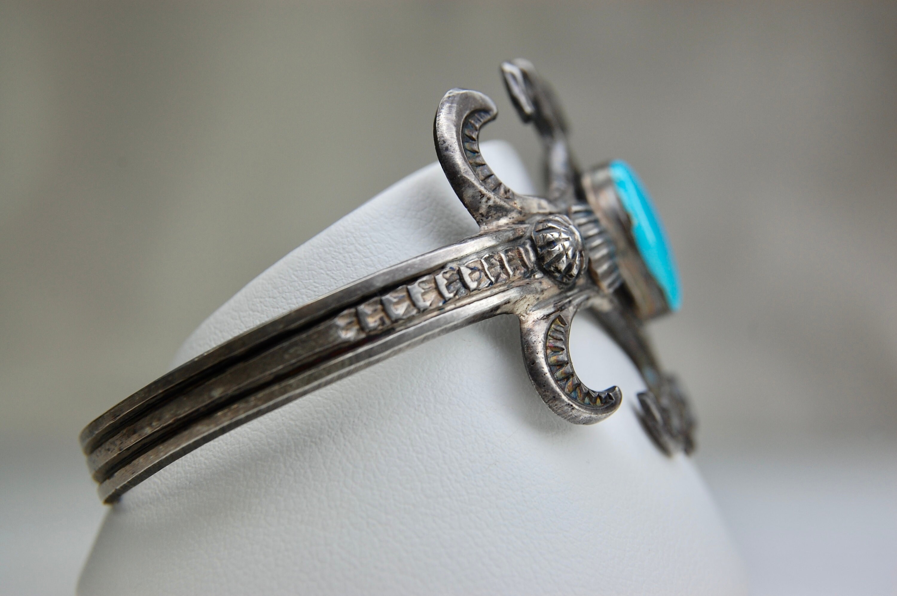 Vintage Navajo Turquoise Sterling Silver Cuff Bracelet, Henry